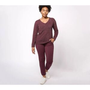 Barefoot Dreams Regular CozyChic Lite Pullover & Lounge Pant Set in Fig Size L